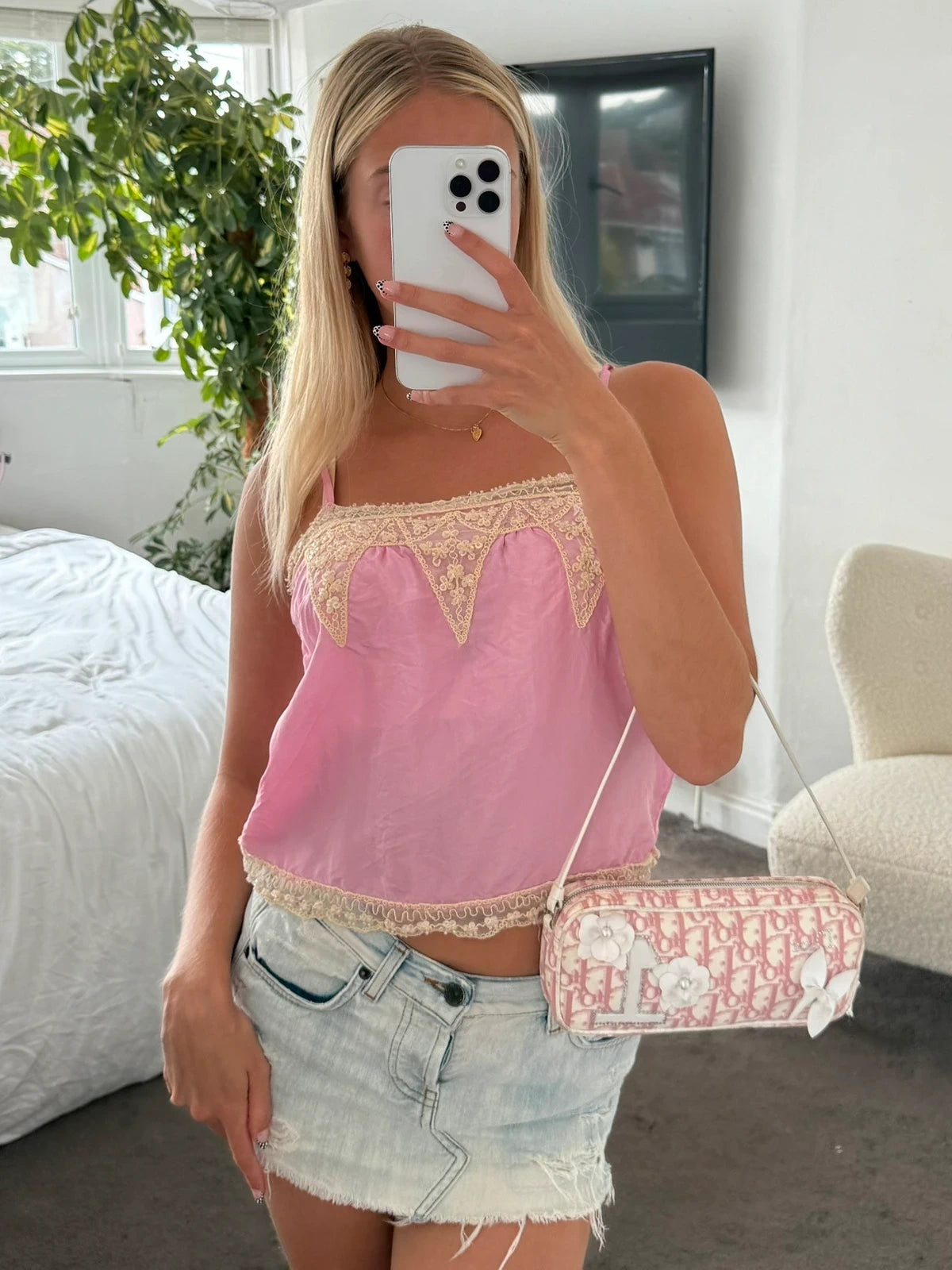 Vintage-style pink cami