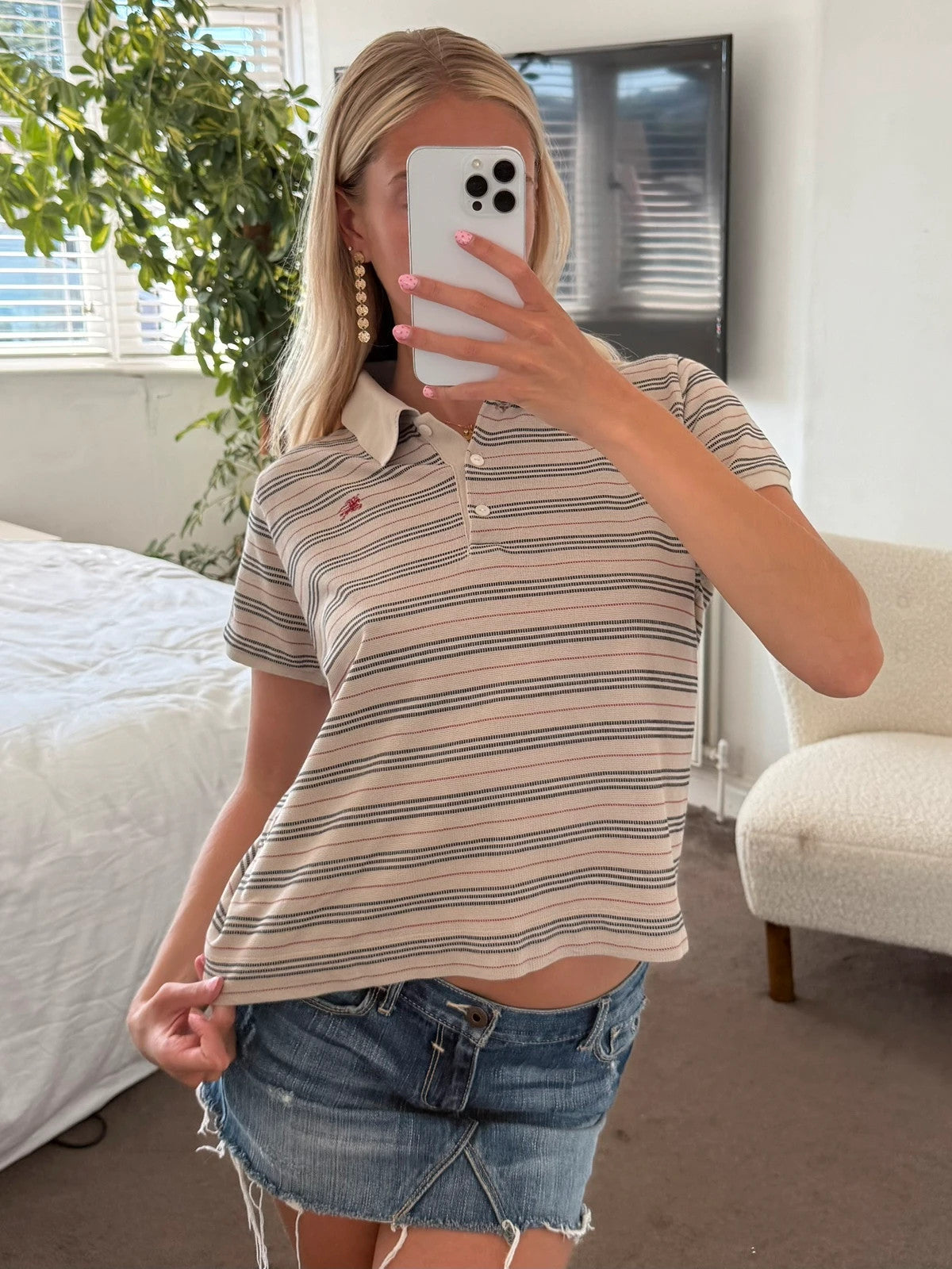 Vintage Burberry Striped Polo Shirt