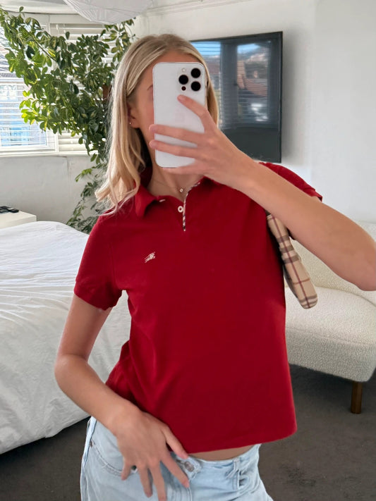 Red Burberry polo