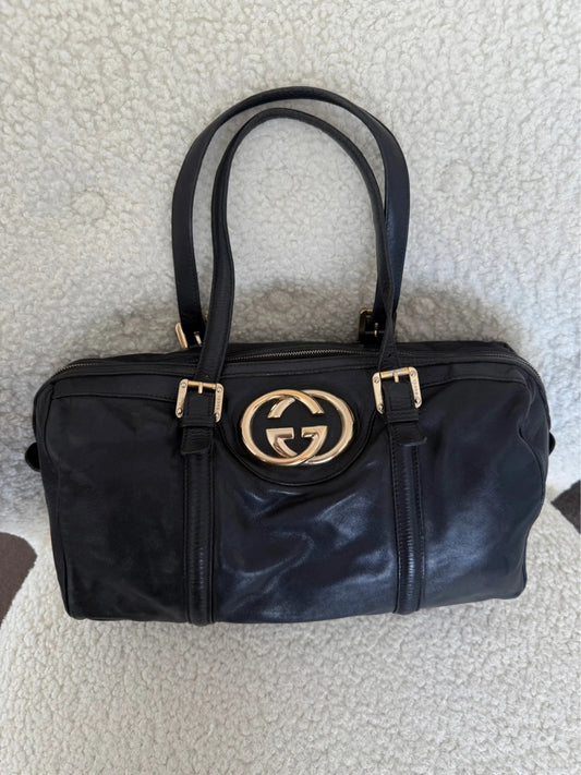 Gucci Black Leather Soho Boston Bag