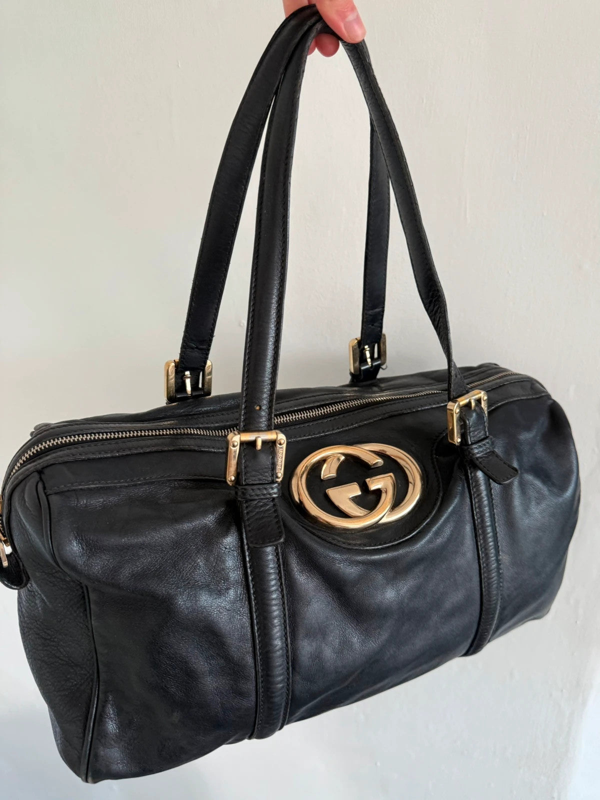 Gucci Black Leather Soho Boston Bag