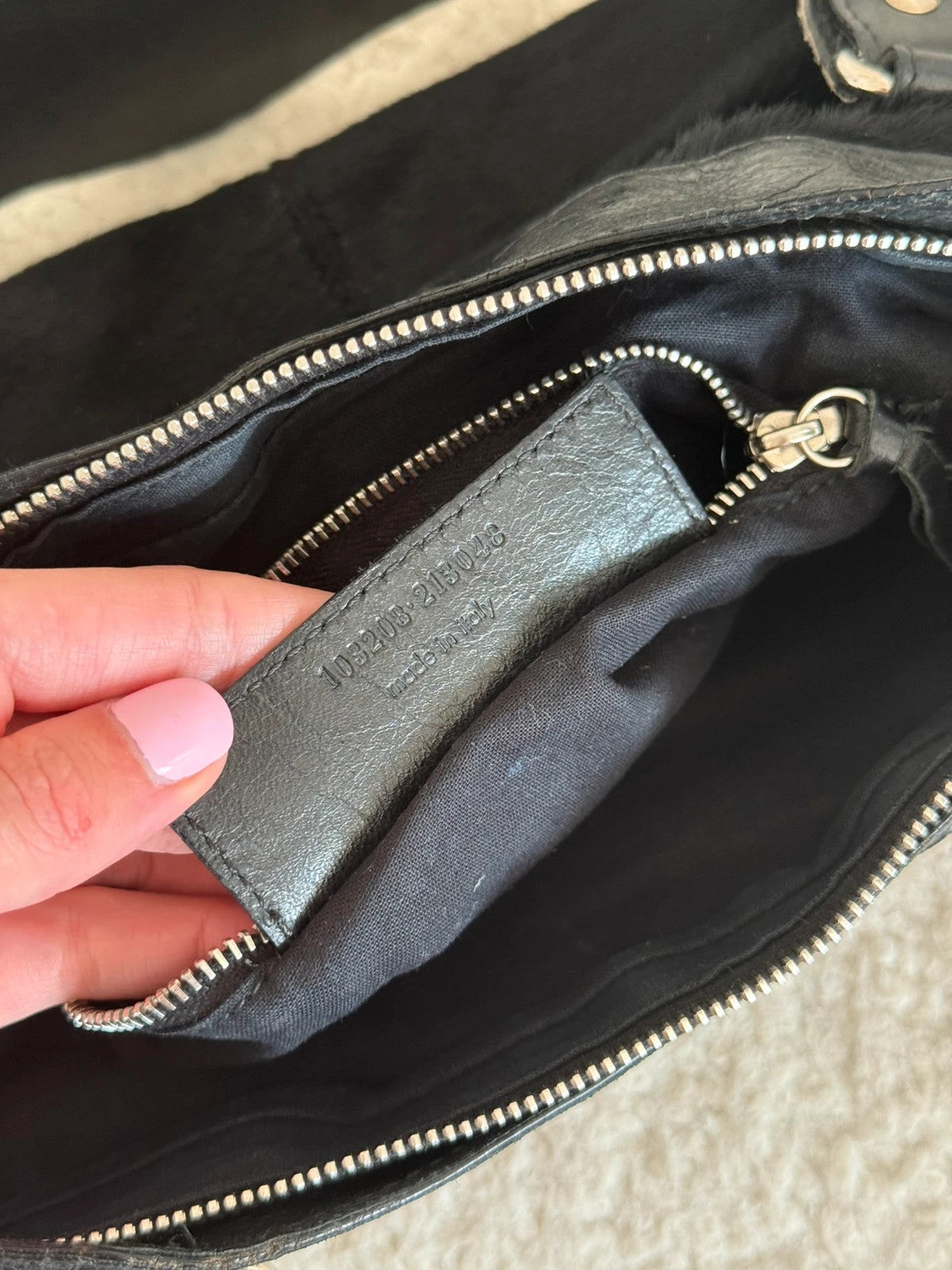 Mini belenciaga pony hair city bag