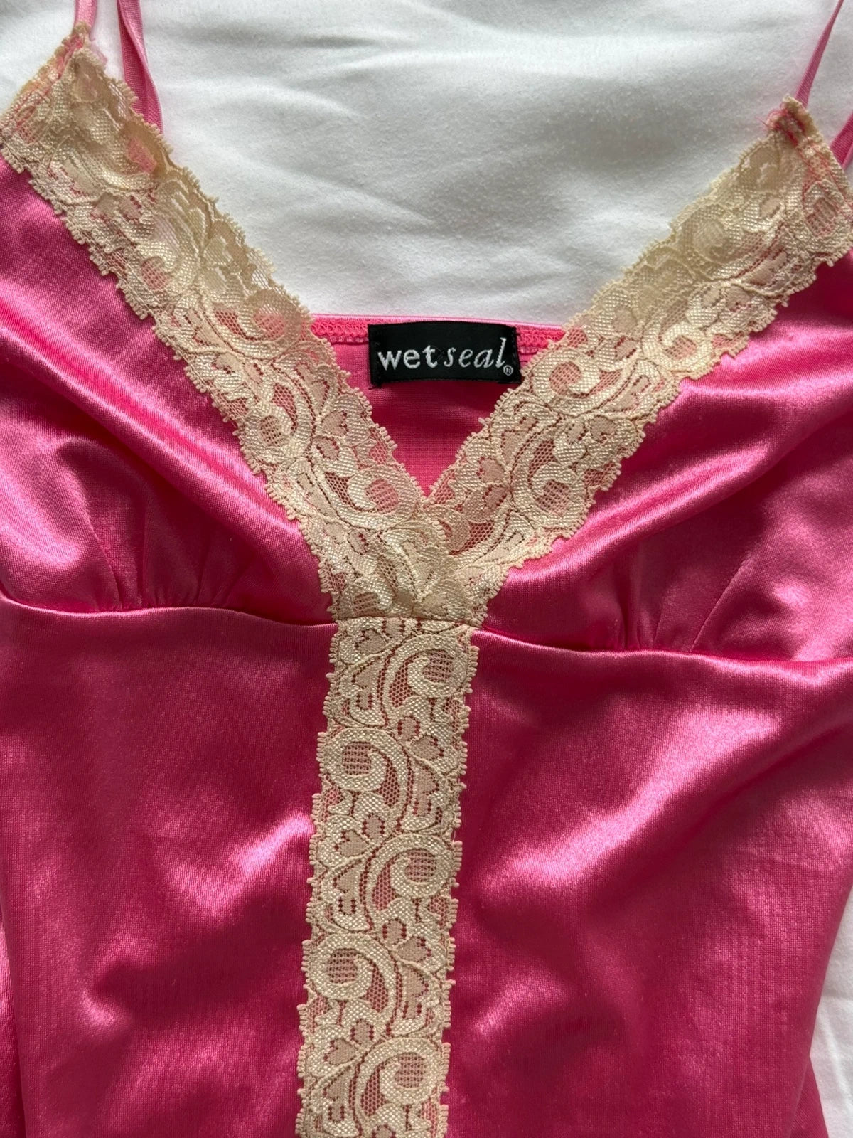 Hot pink satin-look cami