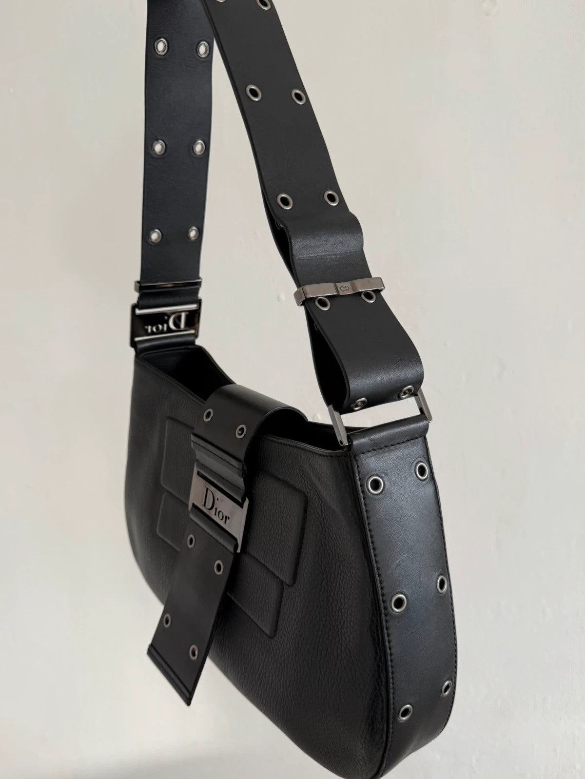 Christian Dior Street Chic Columbus Black Leather Shoulder Bag
