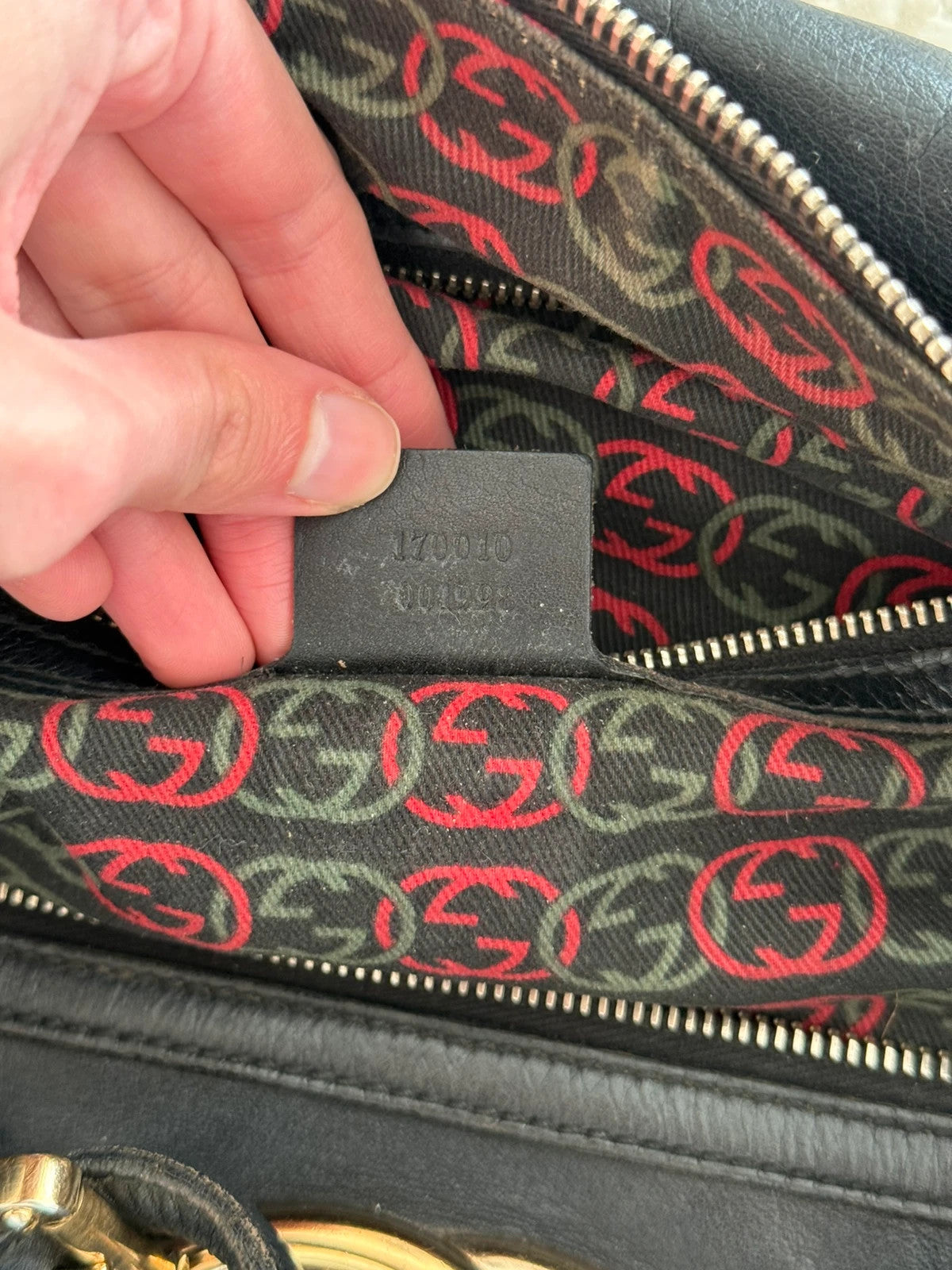 Gucci Black Leather Soho Boston Bag