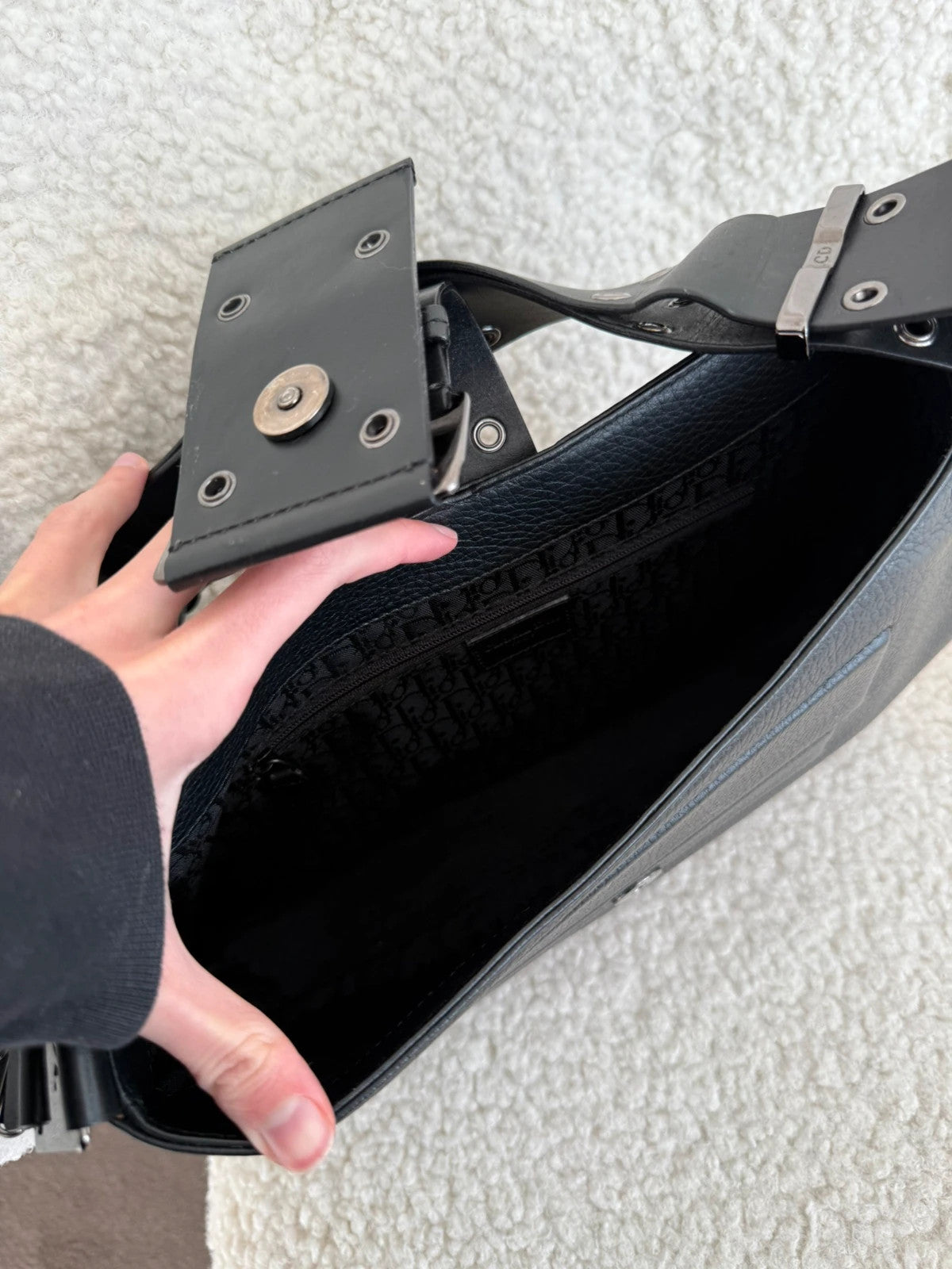 Christian Dior Street Chic Columbus Black Leather Shoulder Bag