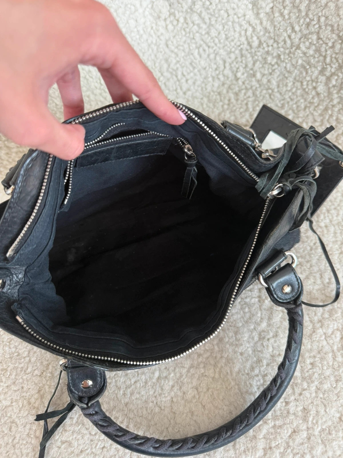 Mini belenciaga pony hair city bag