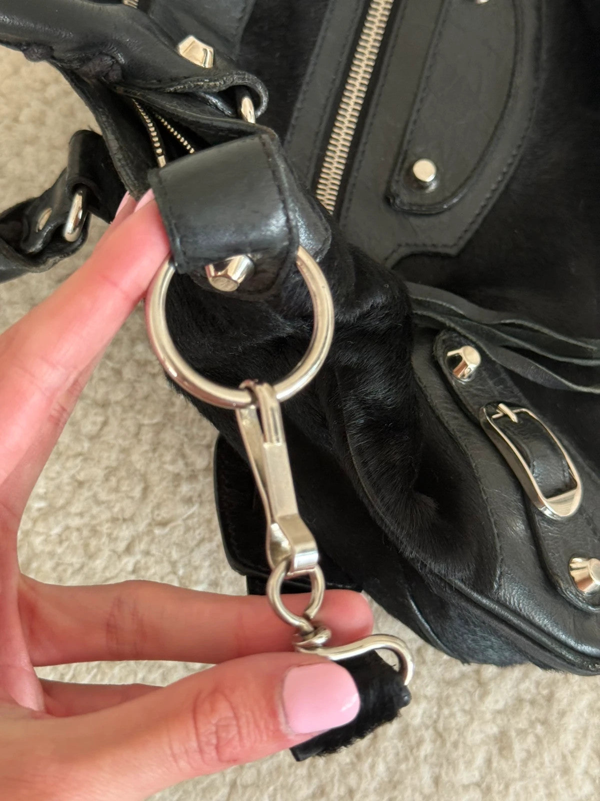 Mini belenciaga pony hair city bag