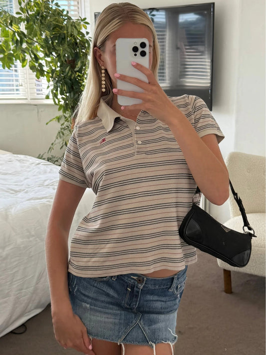 Vintage Burberry Striped Polo Shirt