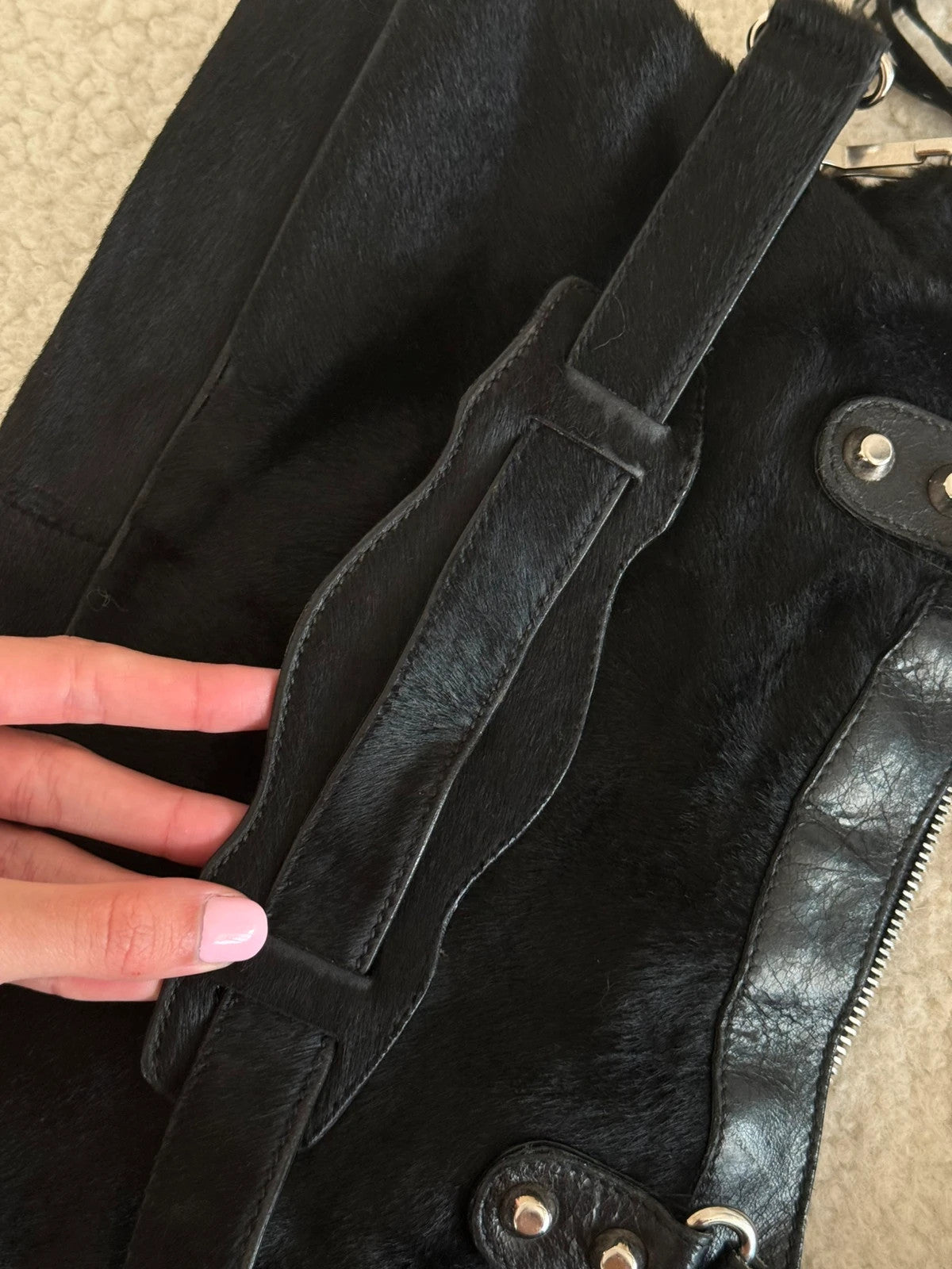Mini belenciaga pony hair city bag