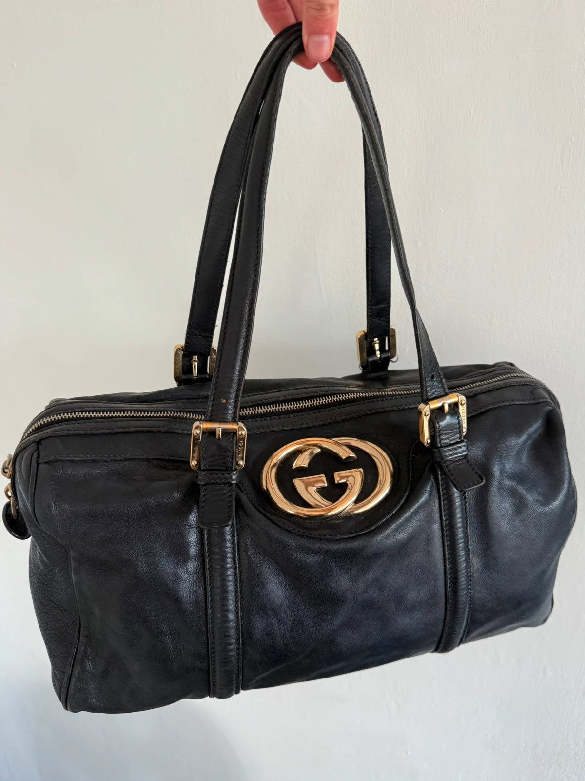 Gucci Black Leather Soho Boston Bag