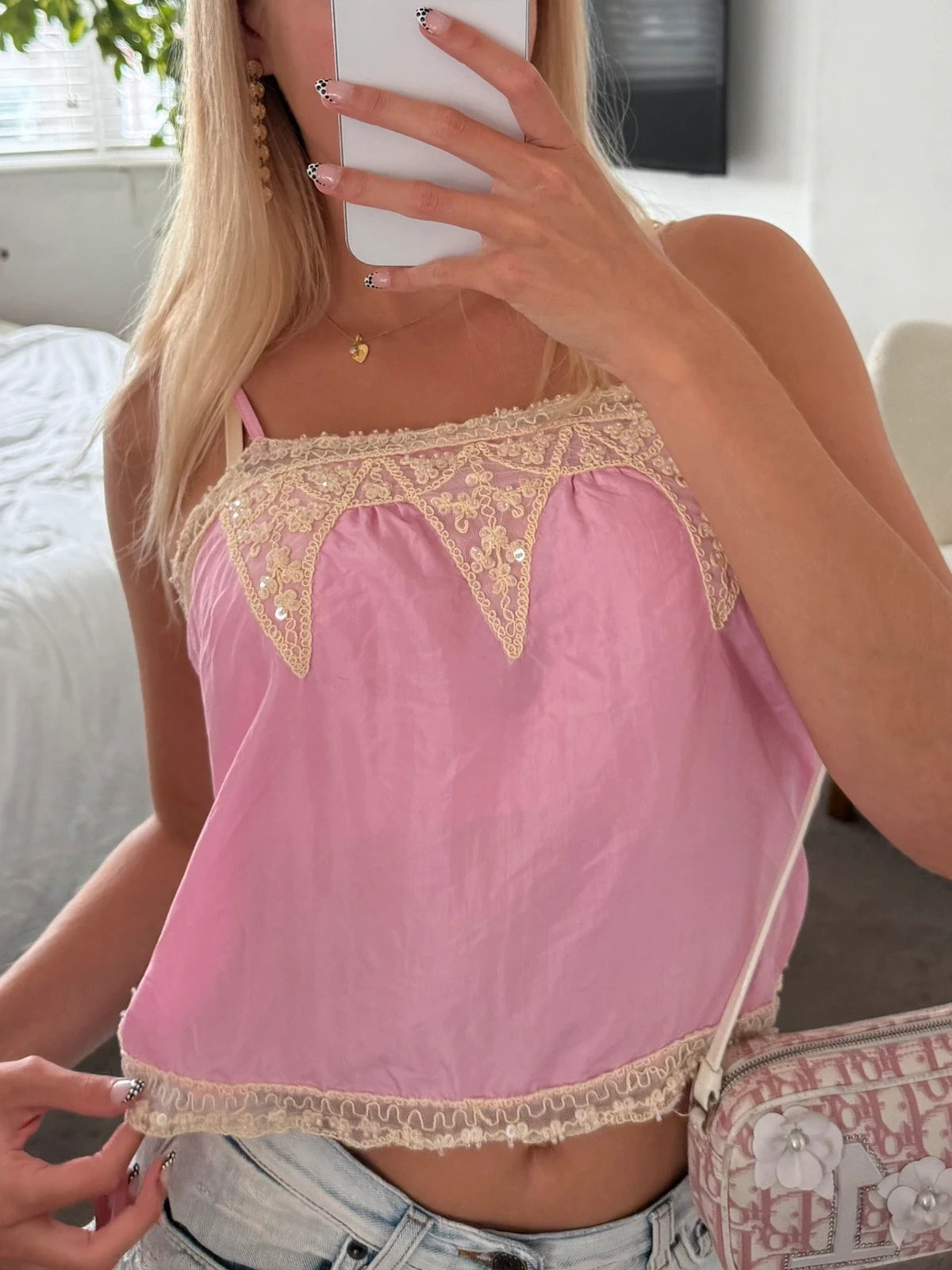 Vintage-style pink cami