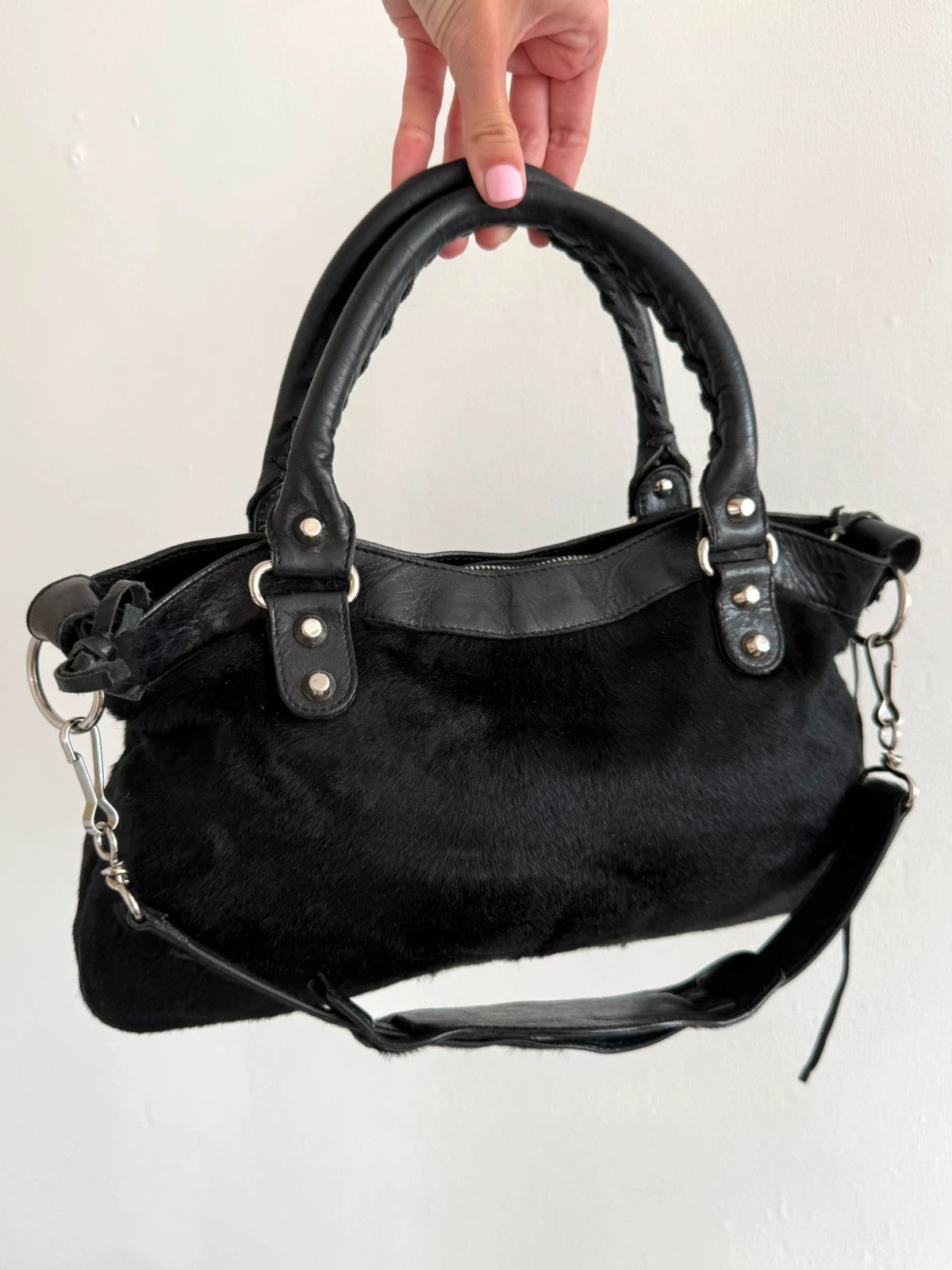 Mini belenciaga pony hair city bag