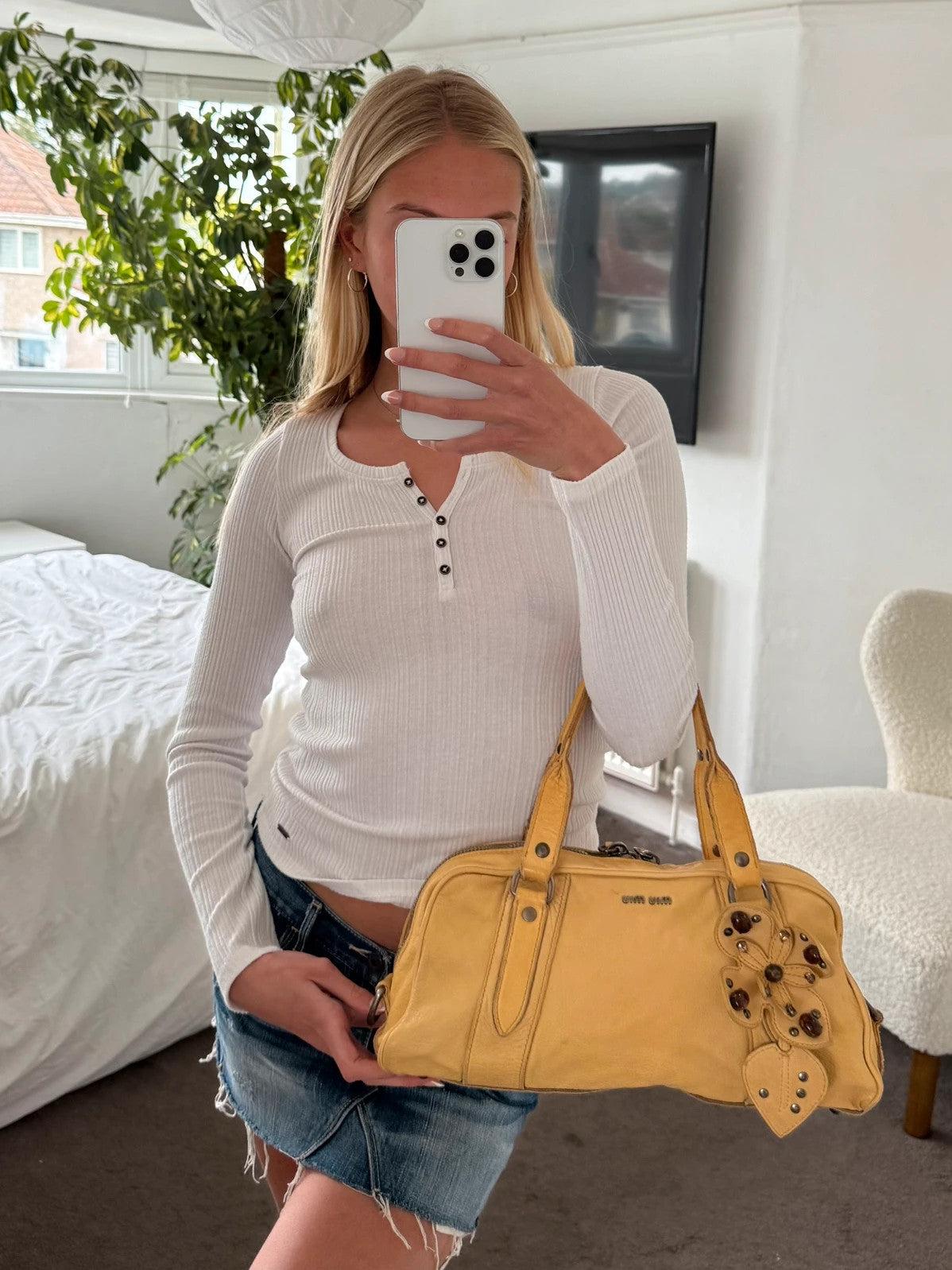 Miu Miu Jewelled Flower Shoulder Bag