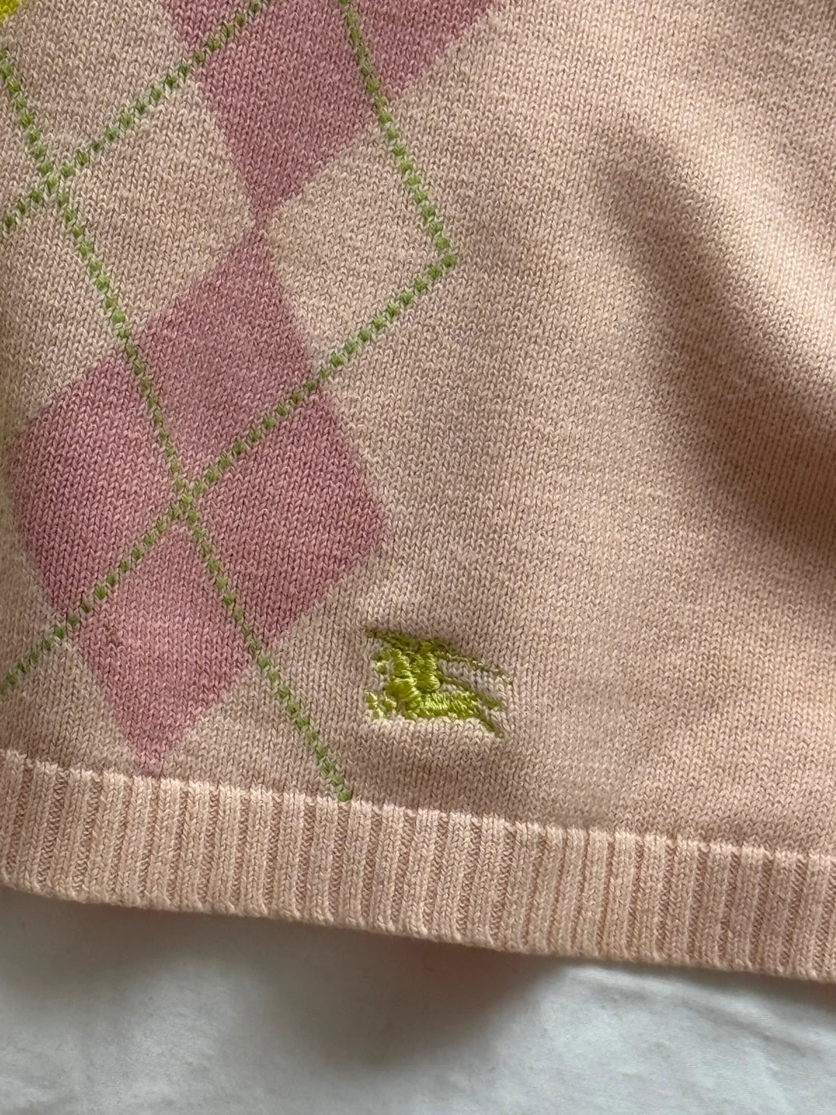 Burberry Pink Argyle Button Cardigan