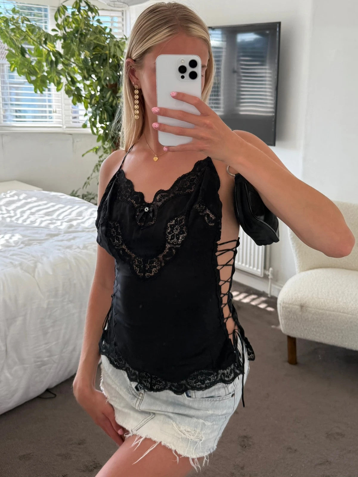 Lace up cami