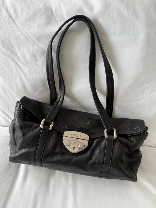 Black leather Prada bag