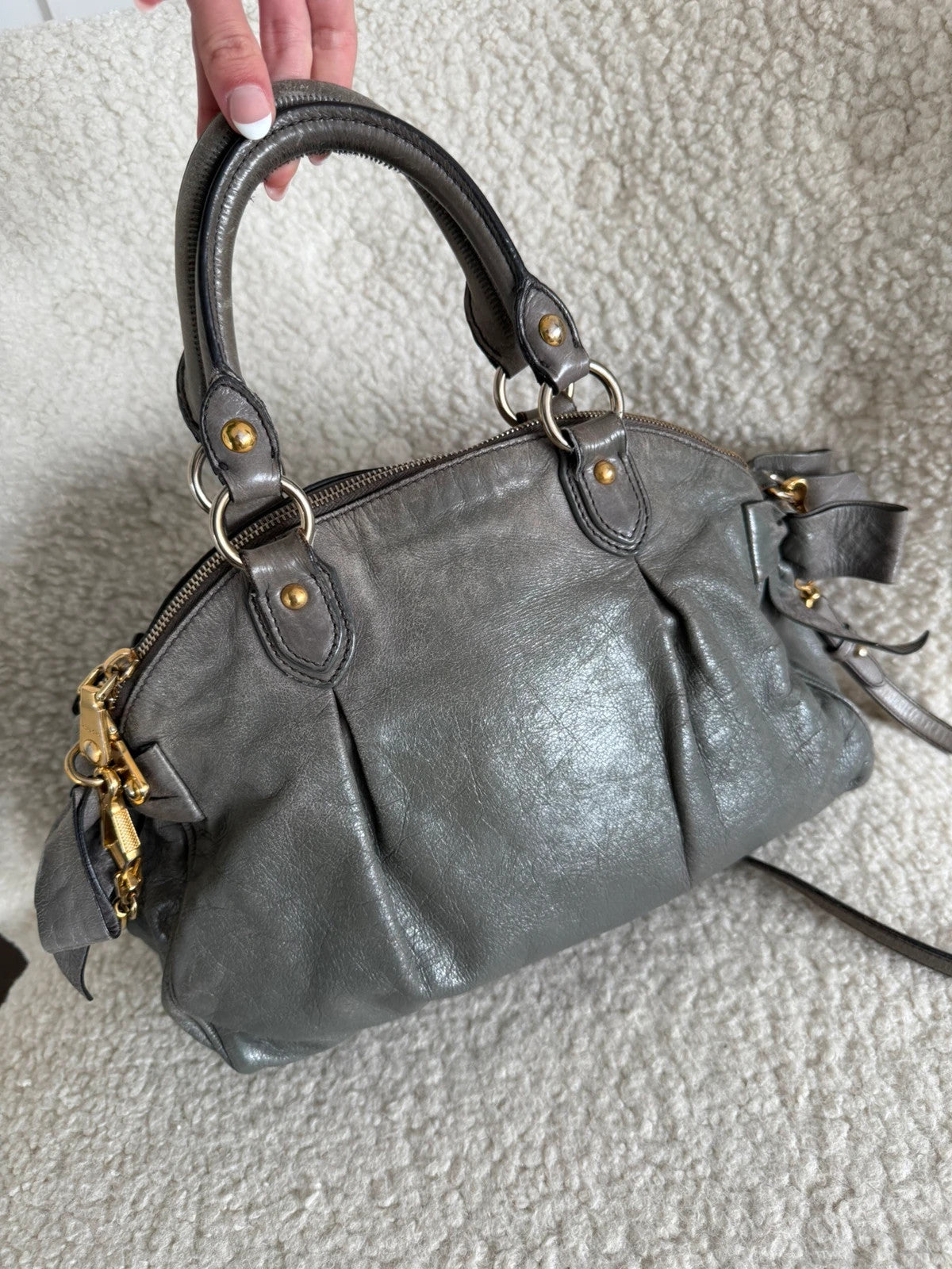 Miu Miu Vitello Lux Bow Mini