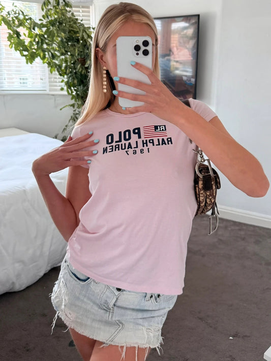 Pink American flag T-shirt
