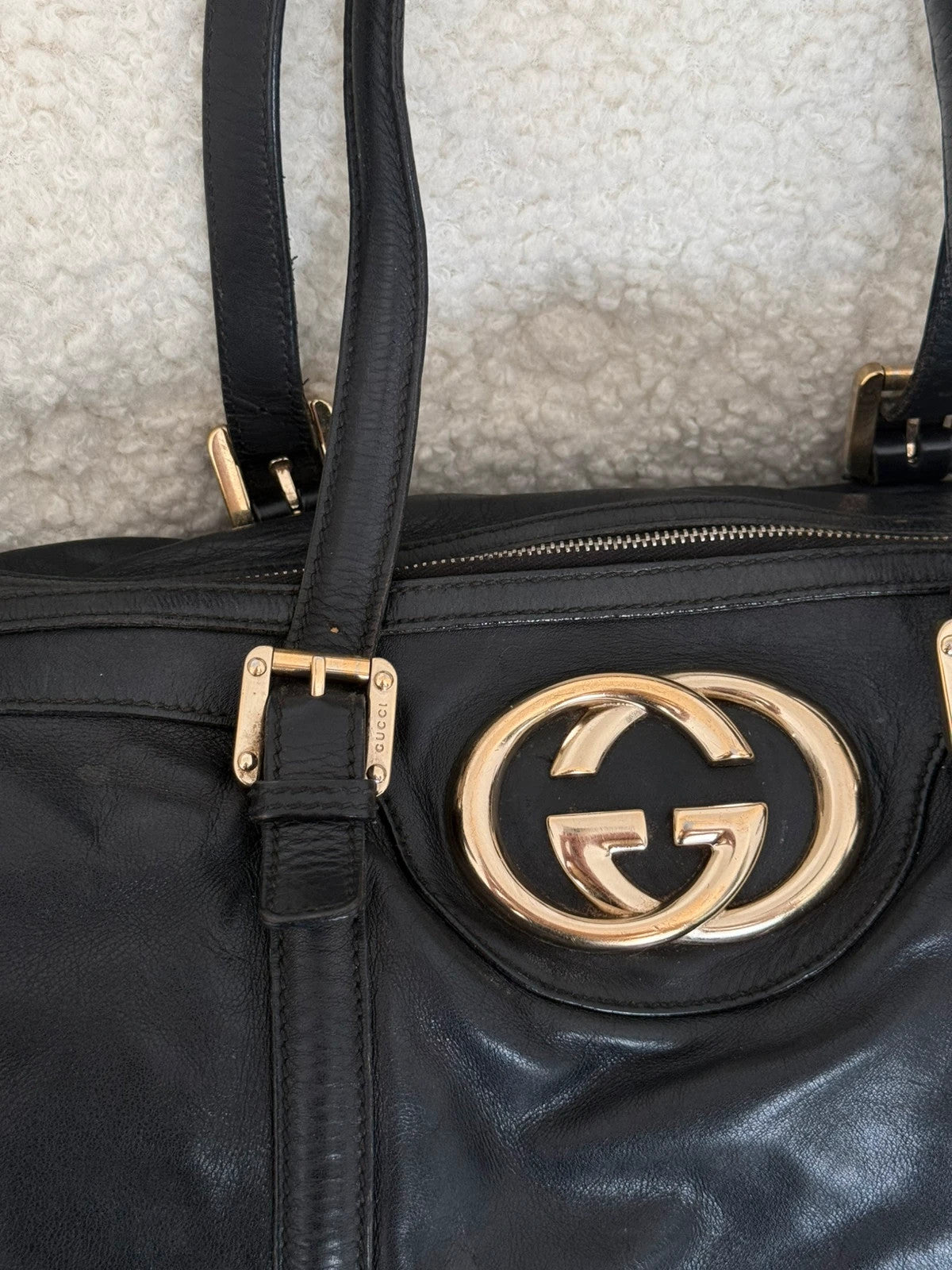 Gucci Black Leather Soho Boston Bag