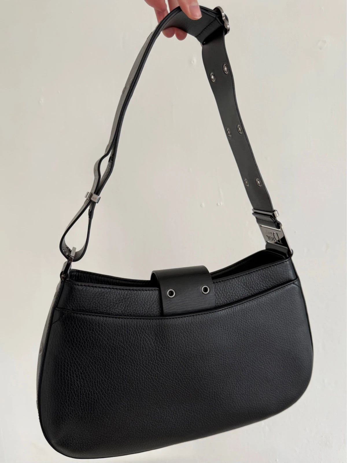 Christian Dior Street Chic Columbus Black Leather Shoulder Bag